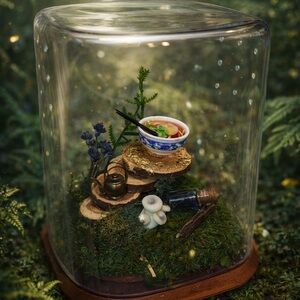 Miniature Terrarium with Bowl and Accessories